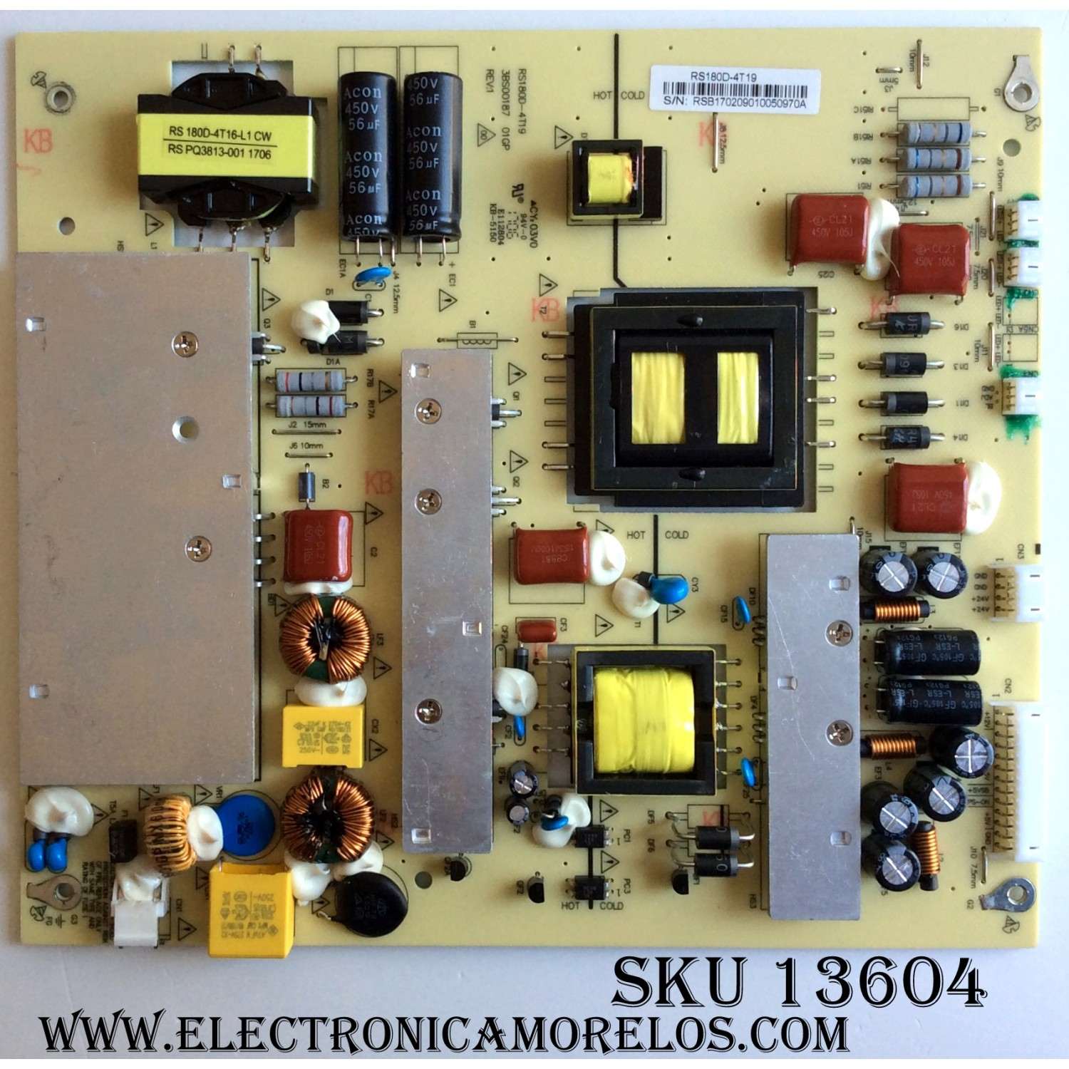 FUENTE DE PODER PARA TV RCA / NUMERO DE PARTE RS180D-4T19 / 3BS00187 / RS180D / RS180D4T19 / MODELOS RTU6549 / RTU6549 A1612